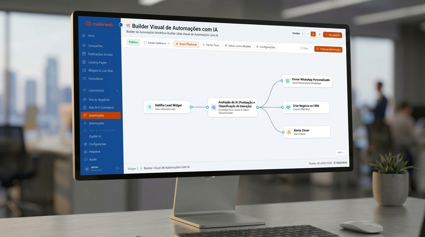 MailerWeb AI-Assisted Visual Workflow Automation Builder on Professional Desktop Screen